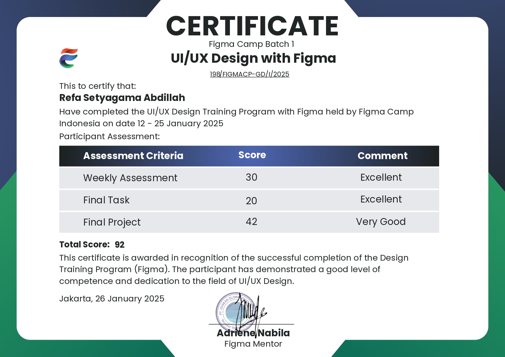 Sertifikat UI/UX Design With Figma